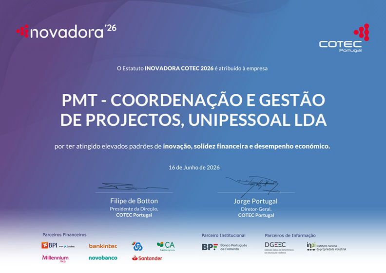 PMT reconhecida com o Estatuto Inovadora COTEC 2026